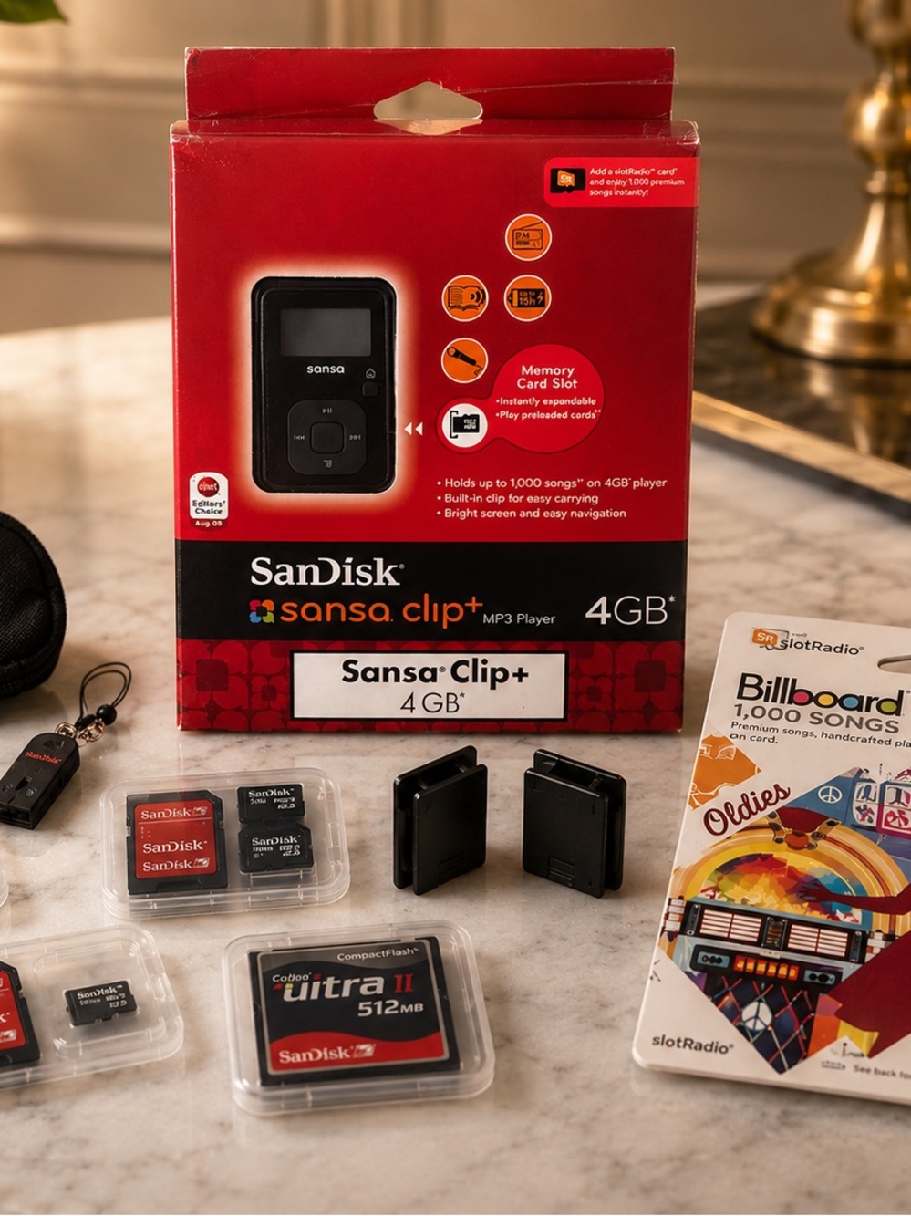 Andis Red Sansa Clip+ MP3 Player with Memory Cards